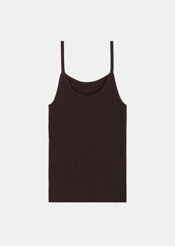 SPORTY & RICH Chocolate Ribbed Tank Top-NOBLEMARS
