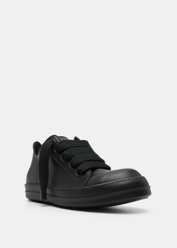 RICK OWENS Black Jumbo Lace Low Sneakers-NOBLEMARS
