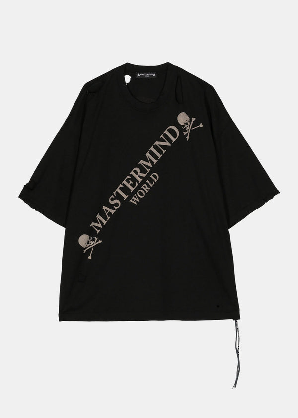 MASTERMIND WORLD Black Damaged SS T-Shirt-NOBLEMARS