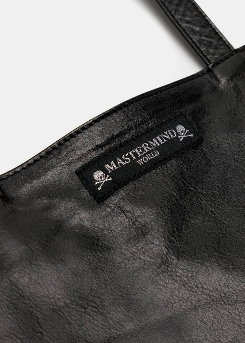MASTERMIND WORLD Black Skull-Print Leather Tote Bag