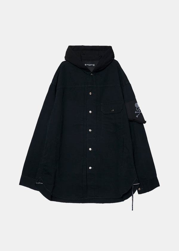 MASTERMIND JAPAN Black 1st SS Denim Shirt With Hood-NOBLEMARS