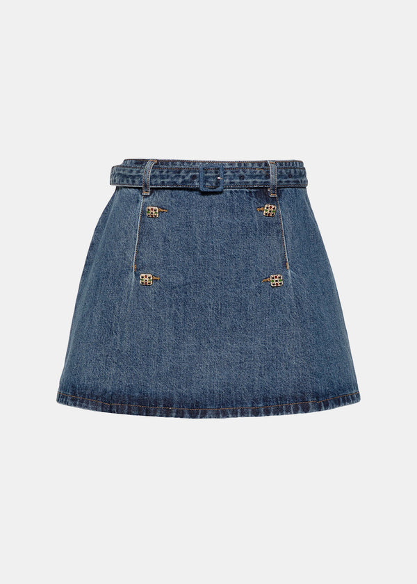 SELF-PORTRAIT Blue Rock Miniskirt-NOBLEMARS