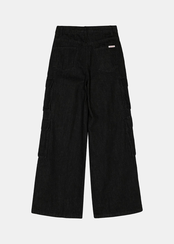 SELF-PORTRAIT Black Cargo Jeans