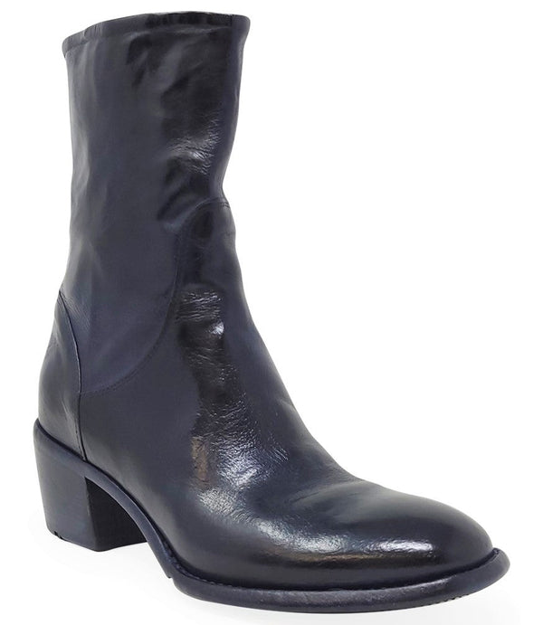 Madison Maison™ Navy Leather Mid Calf Boot-NOBLEMARS