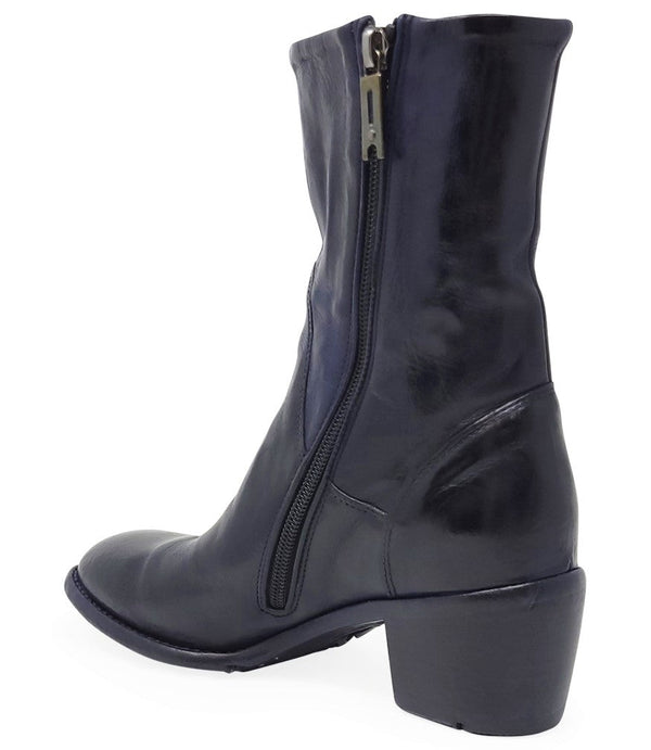 Madison Maison™ Navy Leather Mid Calf Boot-NOBLEMARS