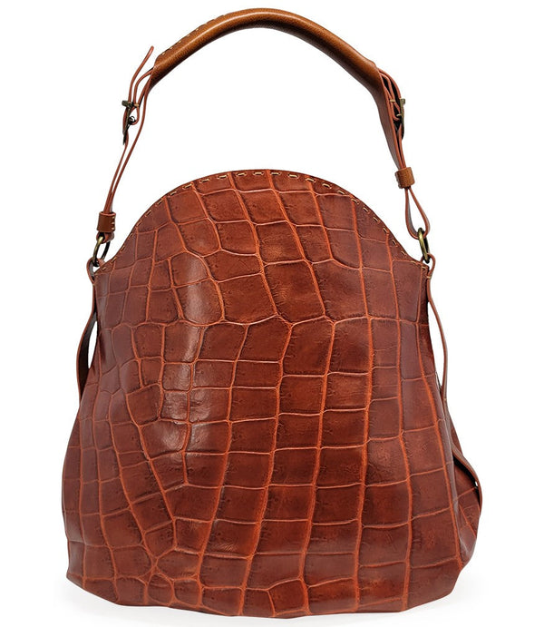 Madison Maison™ Moc Croc Tan Leather Crossbody Shoulder Bag-NOBLEMARS