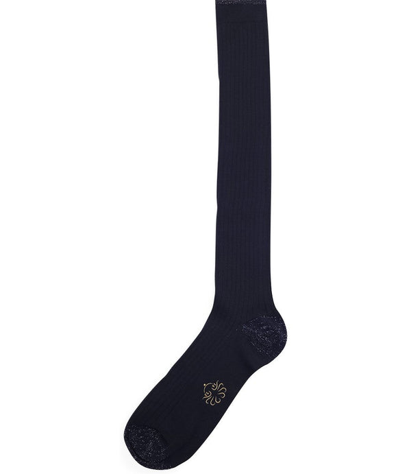 Alto Milano Blue Donna Long Socks-NOBLEMARS