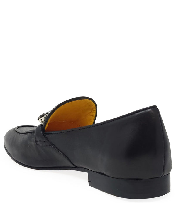 Madison Maison™ Black Leather Jeweled Loafer-NOBLEMARS