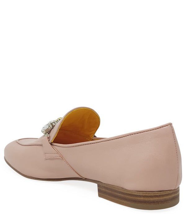 Madison Maison™ Pink Leather Flat Jeweled Loafer-NOBLEMARS