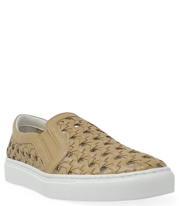 Madison Maison™ Beige Leather Woven Sneaker-NOBLEMARS