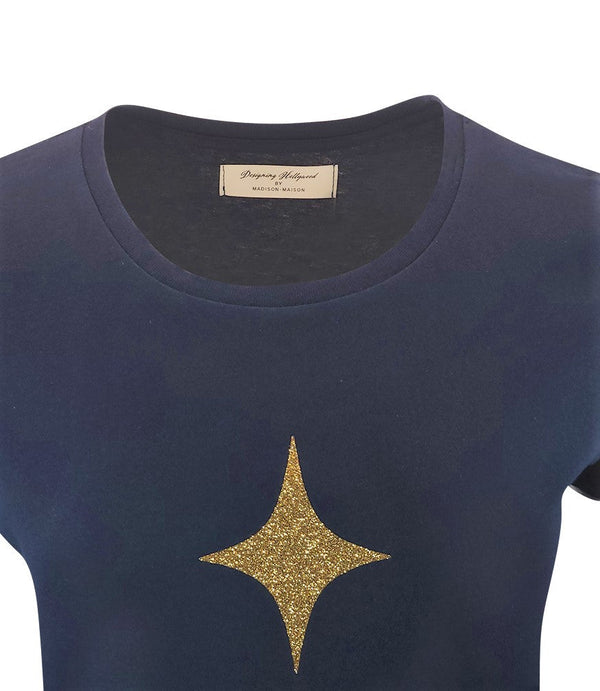 Designing Hollywood X Madison Maison™ Cotton Navy Star Lady T Shirt-NOBLEMARS