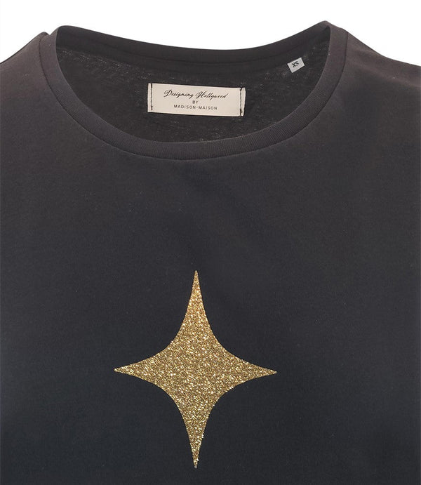 Designing Hollywood X Madison Maison™ Cotton Black Star Lady T Shirt-NOBLEMARS
