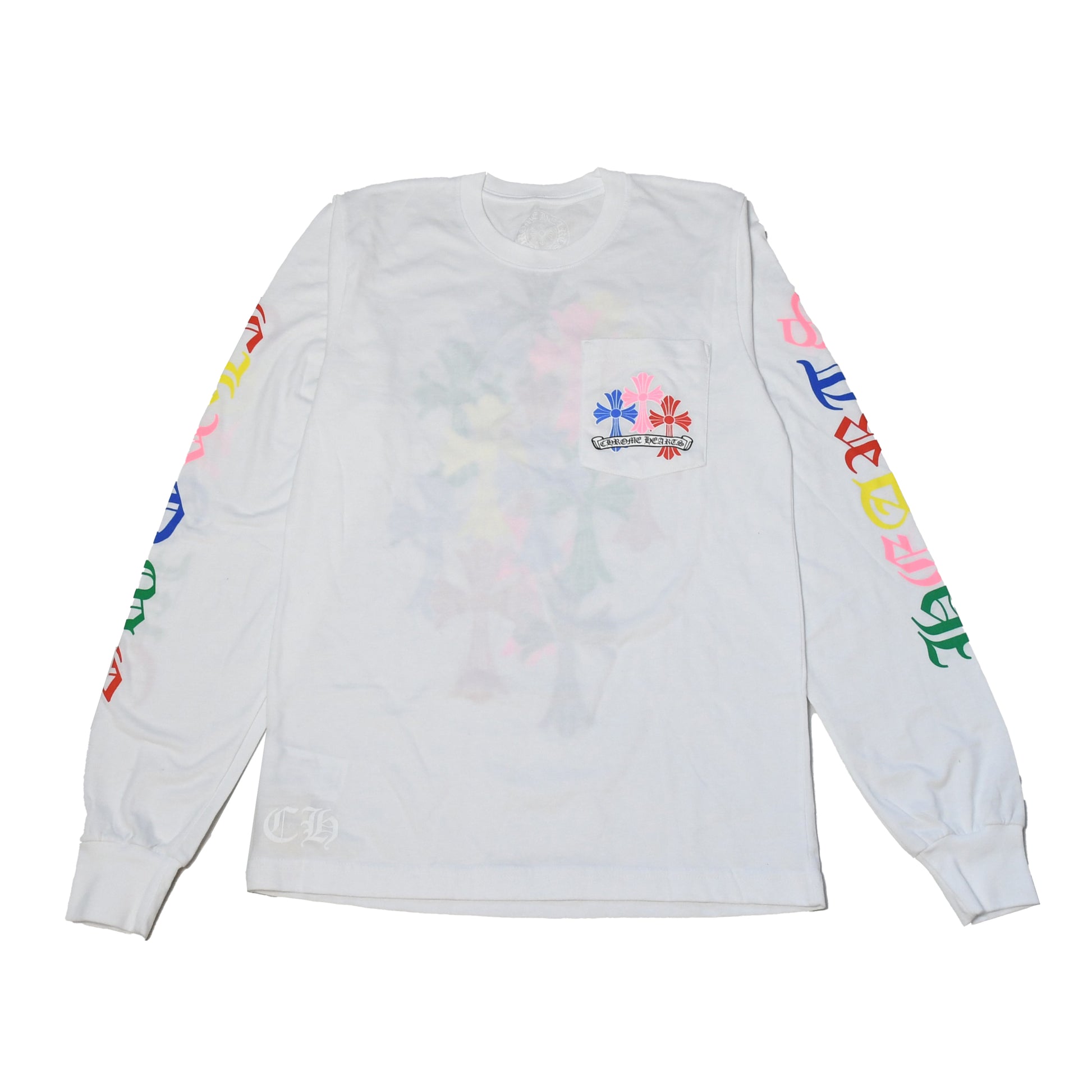 Chrome Hearts Multicolor Cross Logo L/S T-Shirt White - NOBLEMARS