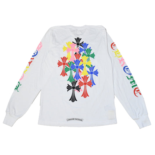 Chrome Hearts Multicolor Cross Logo L/S T-Shirt White - NOBLEMARS
