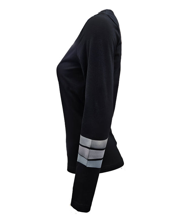 Designing Hollywood X Madison Maison™ Black 3 Stripe Long Sleeve T-shirt-NOBLEMARS