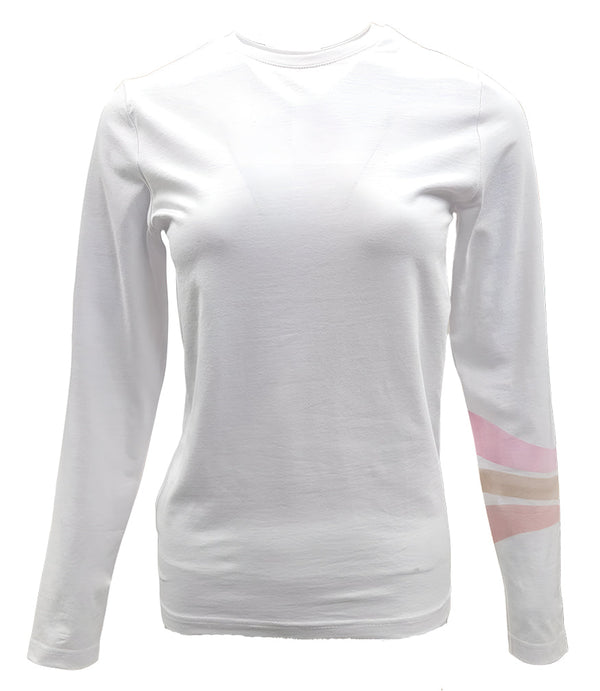 Designing Hollywood X Madison Maison™ White 3 Stripe Long Sleeve T-shirt-NOBLEMARS