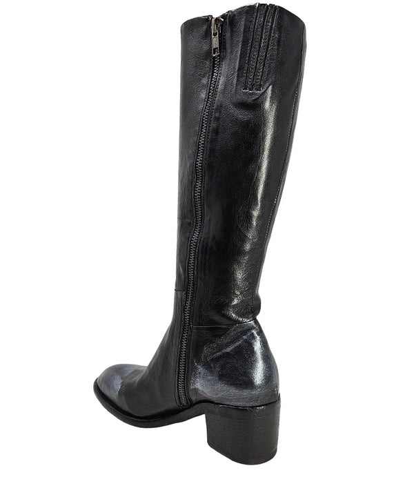 Madison Maison Black Tall Hand Rubbed Lock Boot-NOBLEMARS