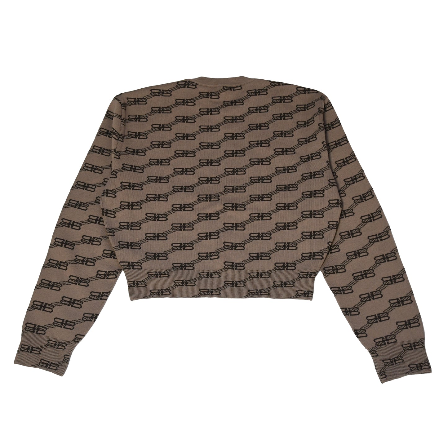 Balenciaga Crewneck Sweater BB Monogram Stripe Logo Beige - NOBLEMARS