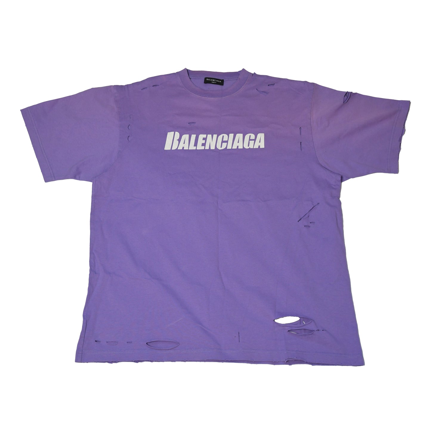 Balenciaga Destroyed Flatground Boxy T-Shirt Purple - NOBLEMARS