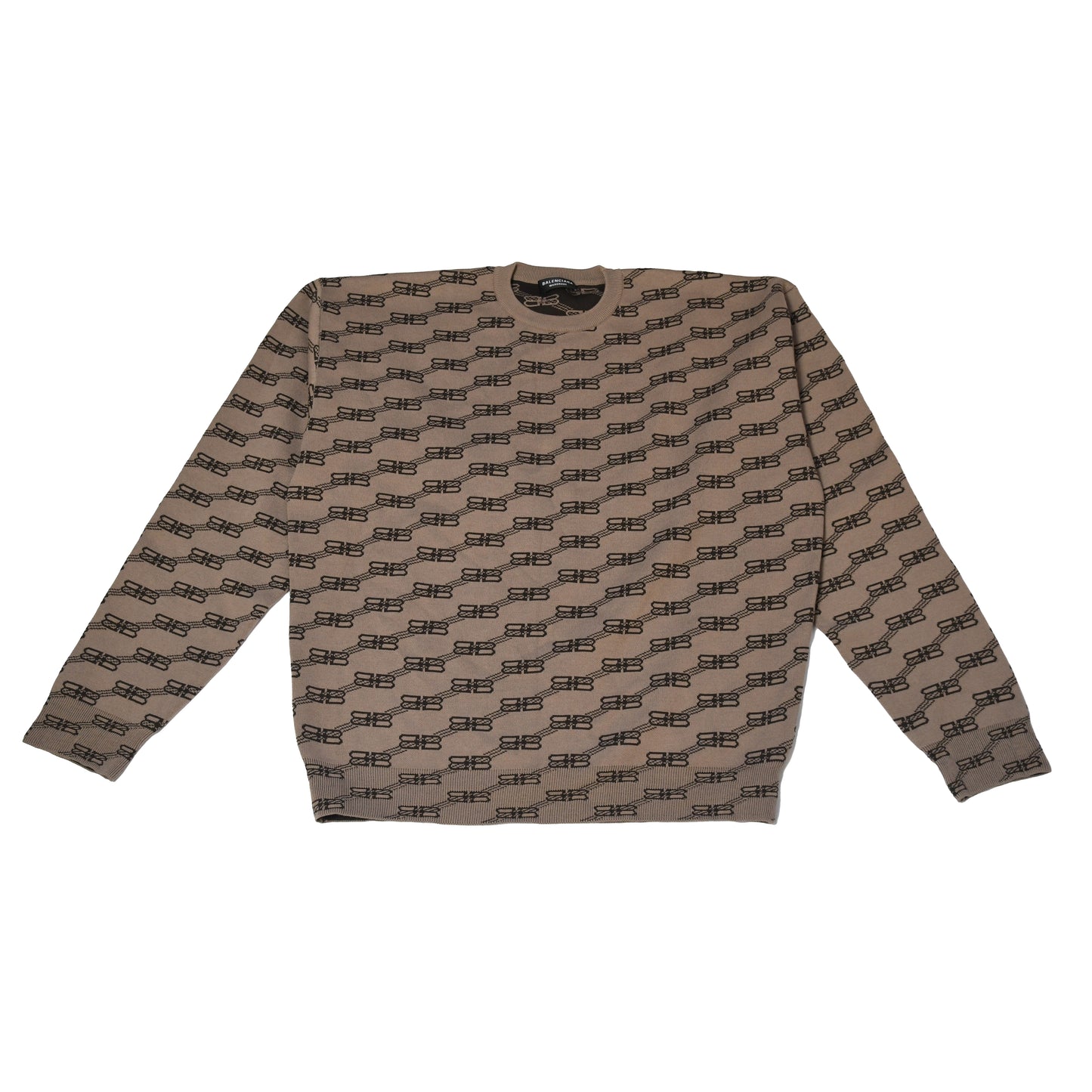 Balenciaga BB Monogram Stripe Logo Sweatshirt Beige - NOBLEMARS