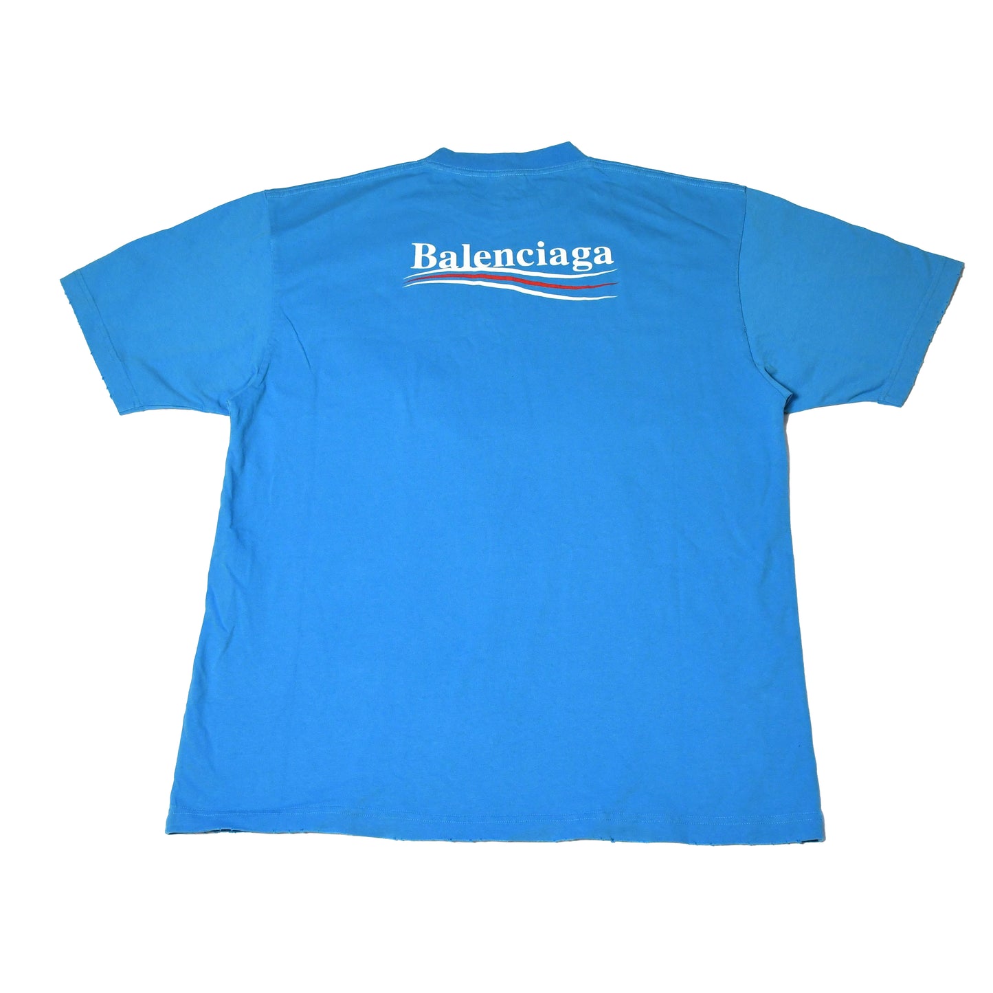 Balenciaga Political Logo T-Shirt Blue - NOBLEMARS