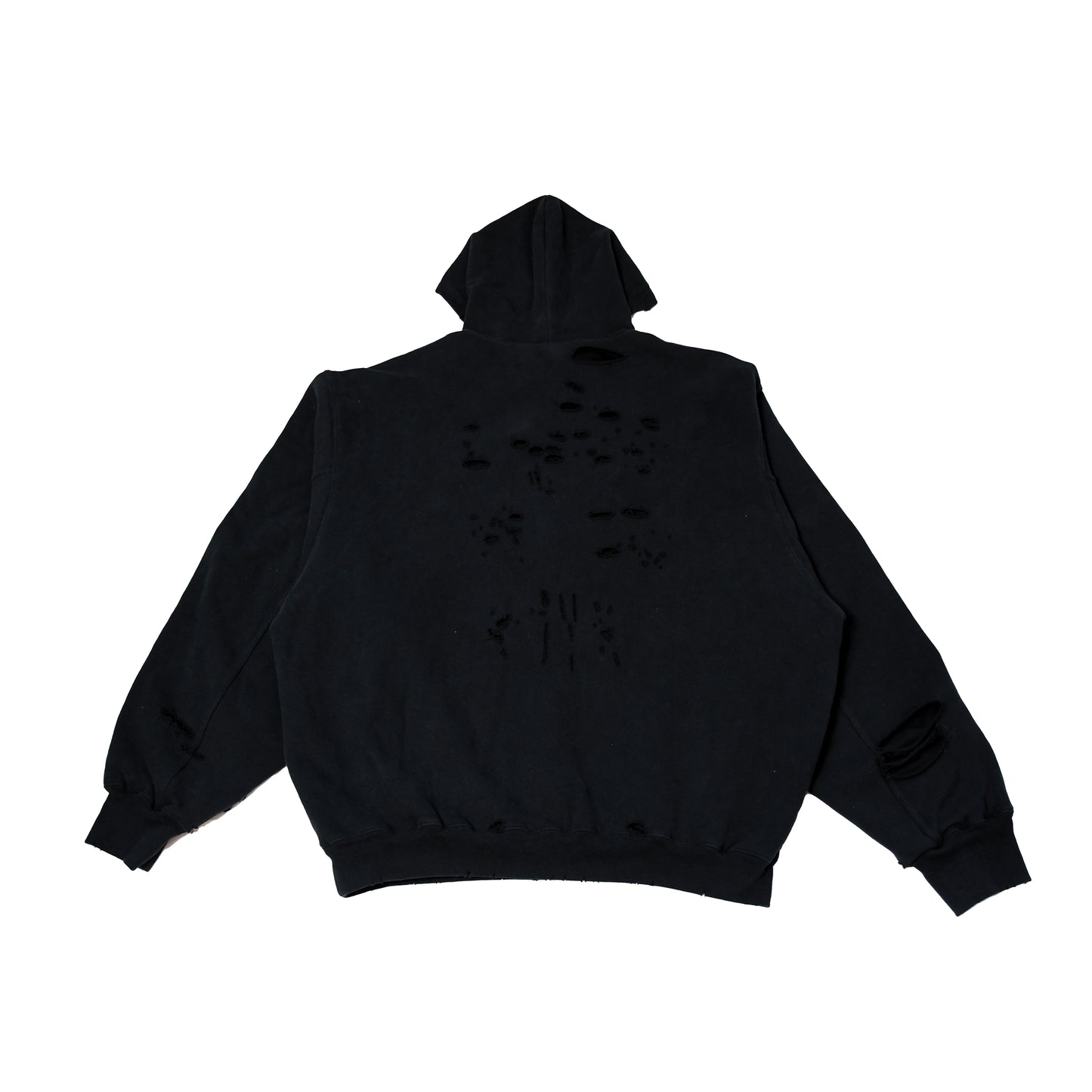 Balenciaga Logo Print Destroyed Hoodie Black - NOBLEMARS