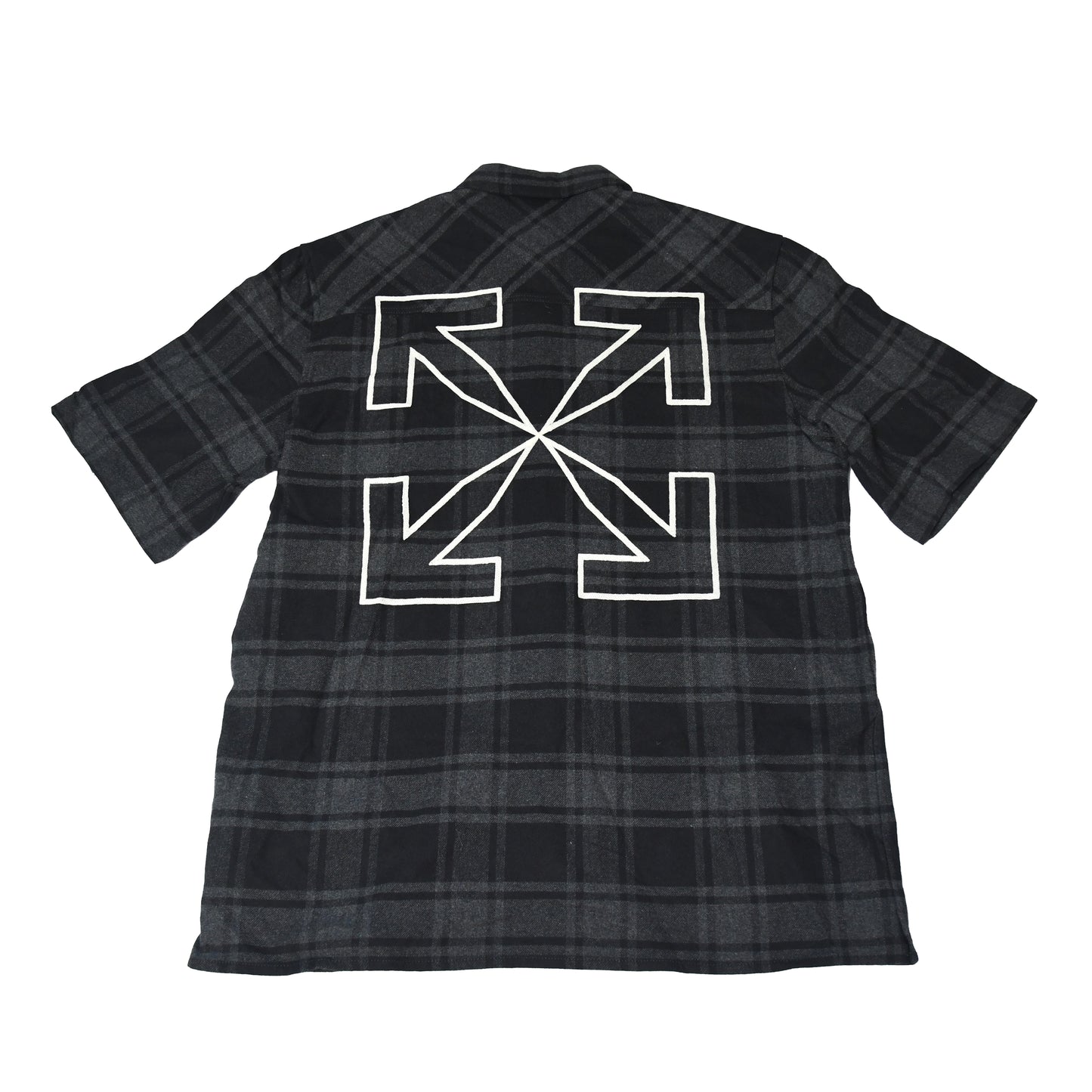 Off-White Outline Arrow Flannel Over S/S Shirt Grey Black - NOBLEMARS