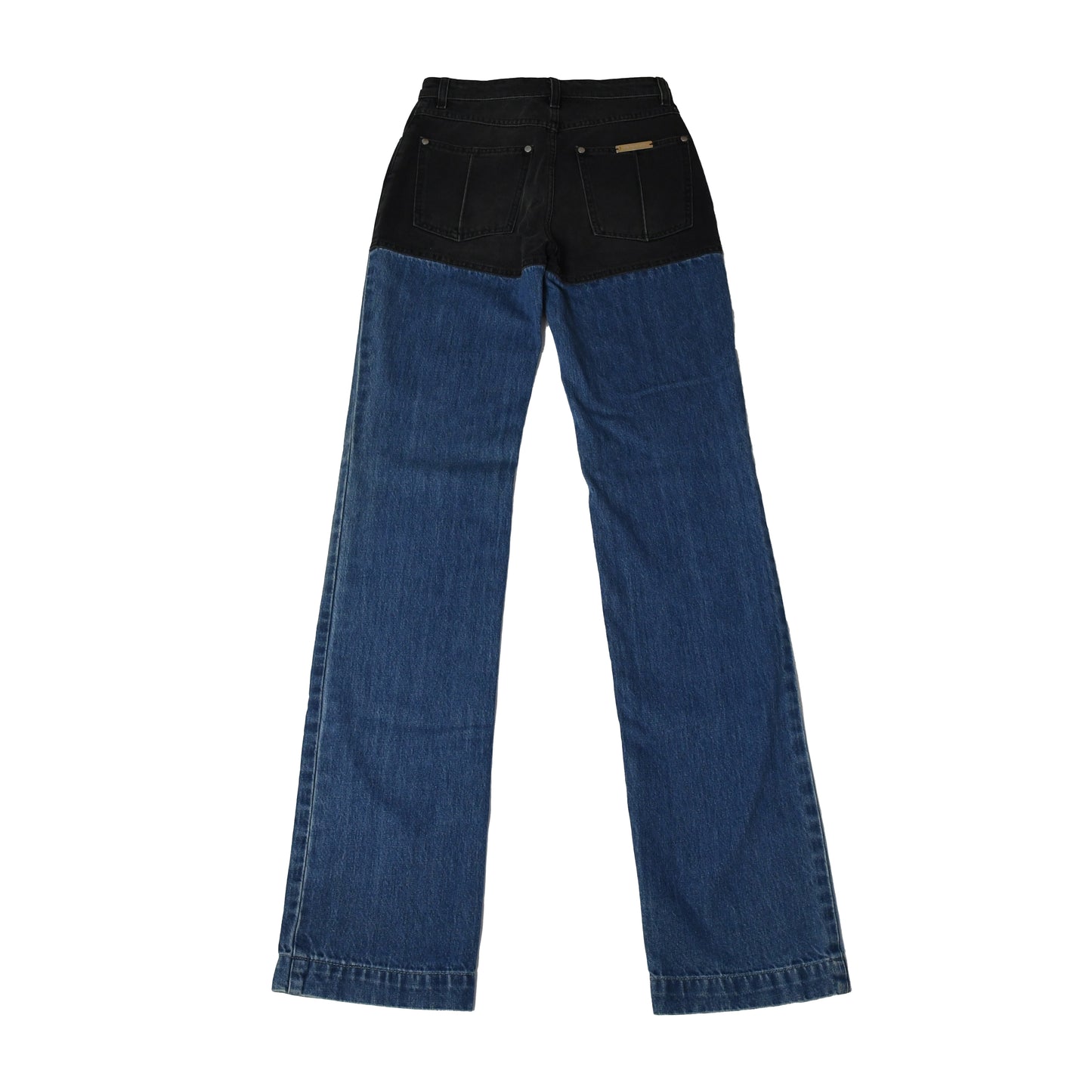 Peter Do Two Tone High Rise Straight Leg Jeans Blue Black - NOBLEMARS