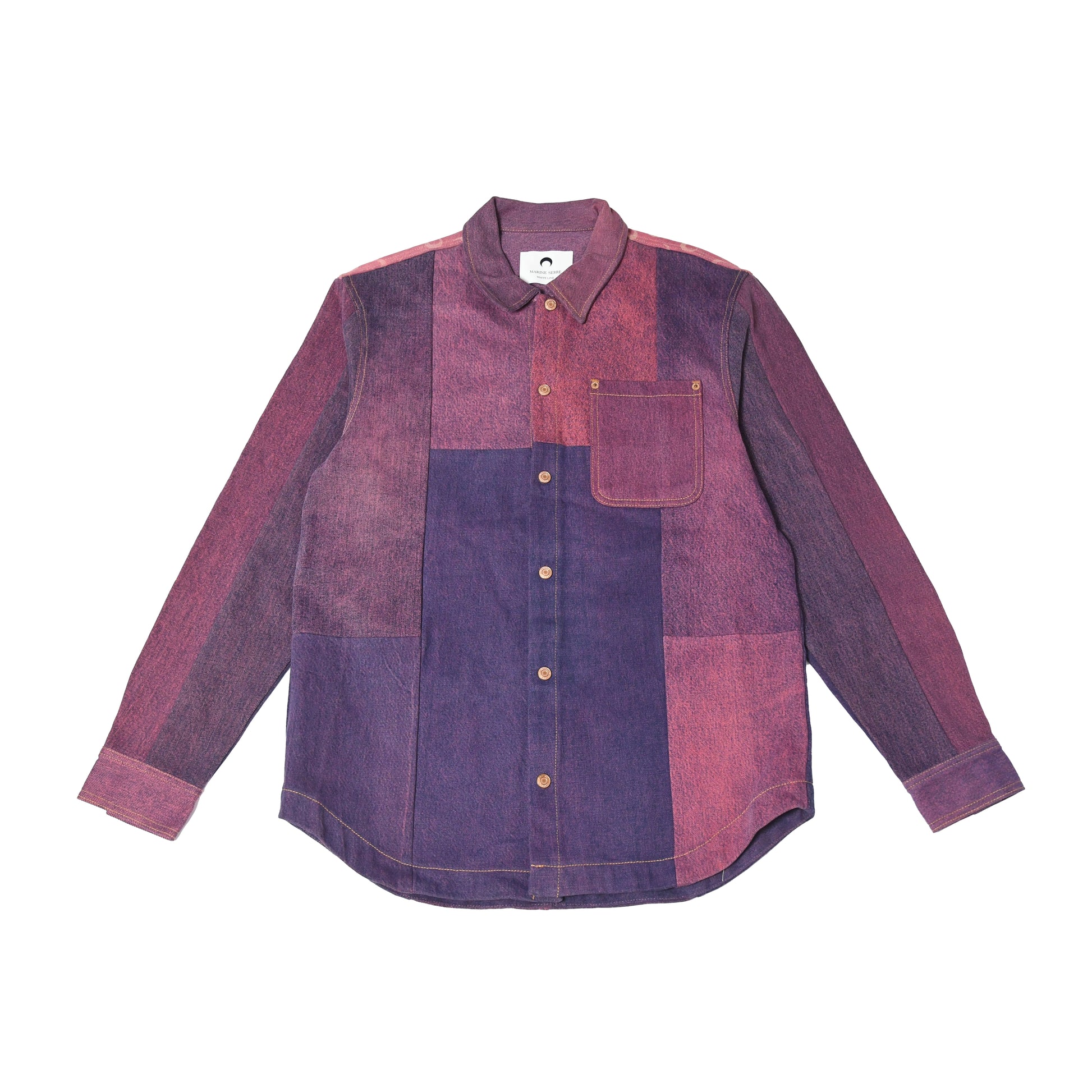 Marine Serre Patchwork Crescent Moon Shirt Purple - NOBLEMARS