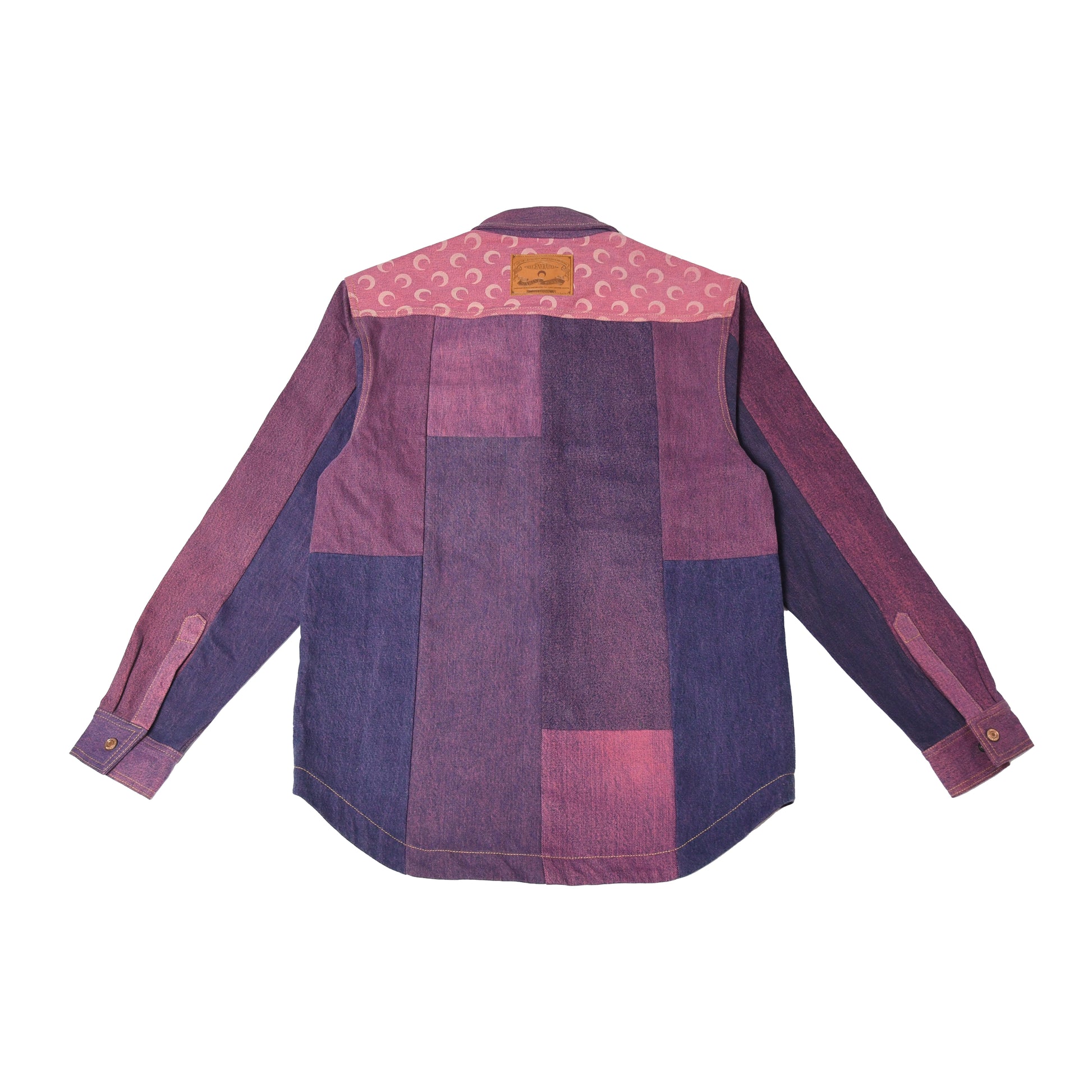 Marine Serre Patchwork Crescent Moon Shirt Purple - NOBLEMARS