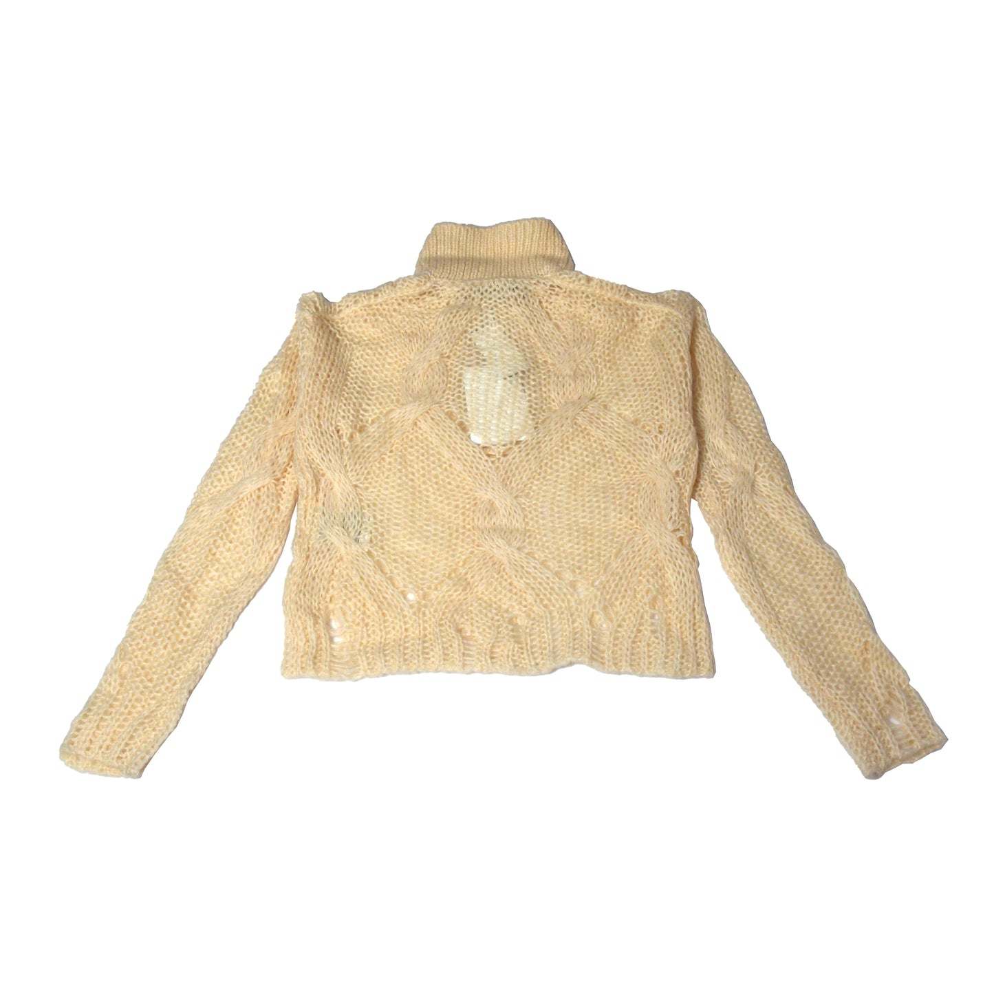 Acne Studios Korlie Cable Knit Polo Sweater Cream - NOBLEMARS