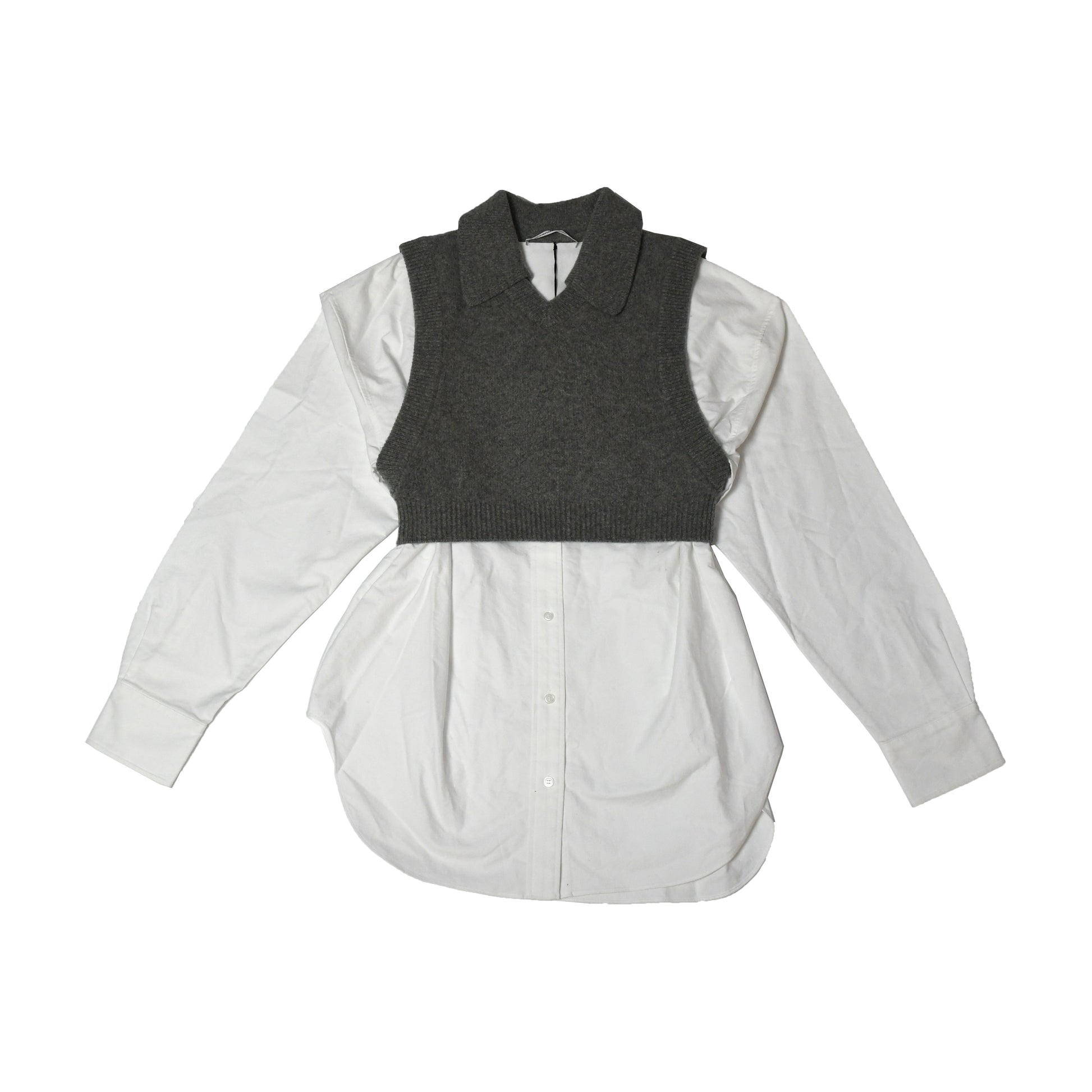 Alexander Wang Bi-Layer Merino Wool Blend Vested Oxford Shirt - NOBLEMARS