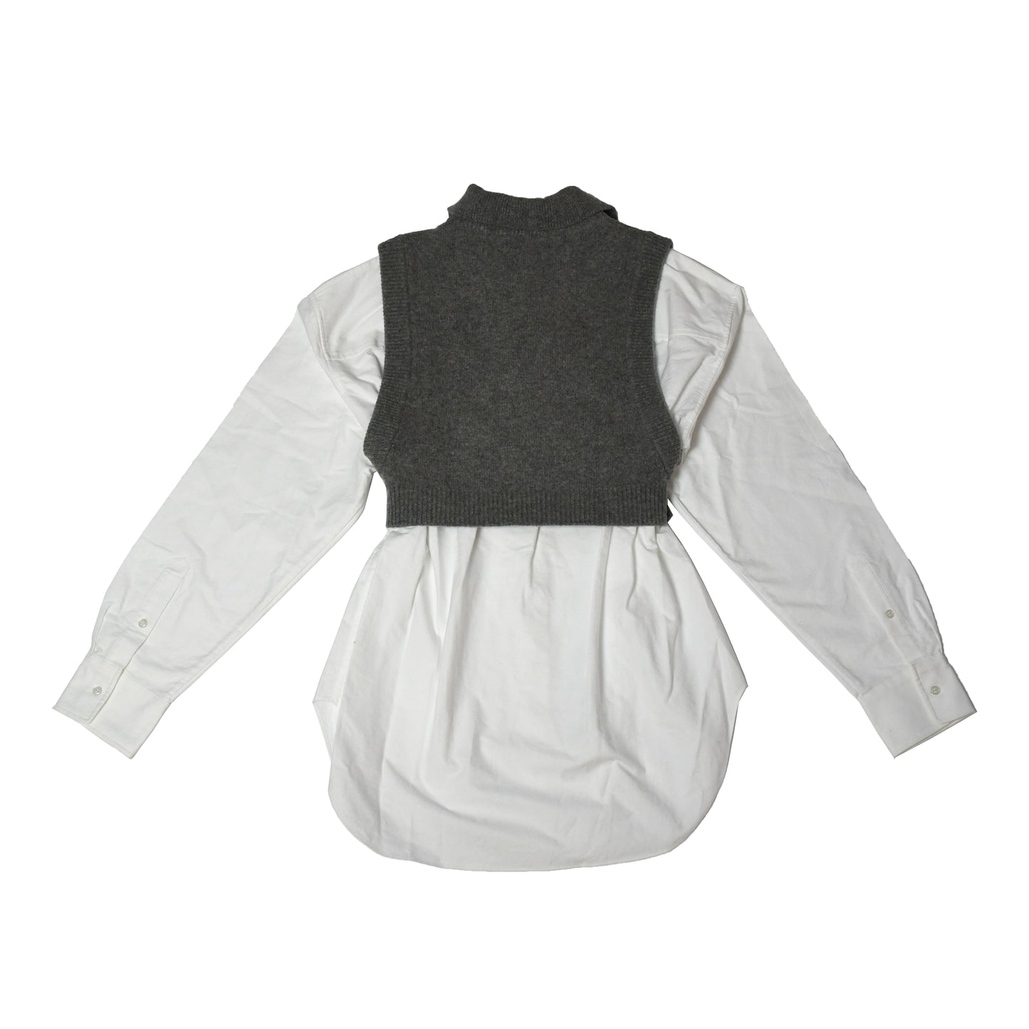 Alexander Wang Bi-Layer Merino Wool Blend Vested Oxford Shirt - NOBLEMARS