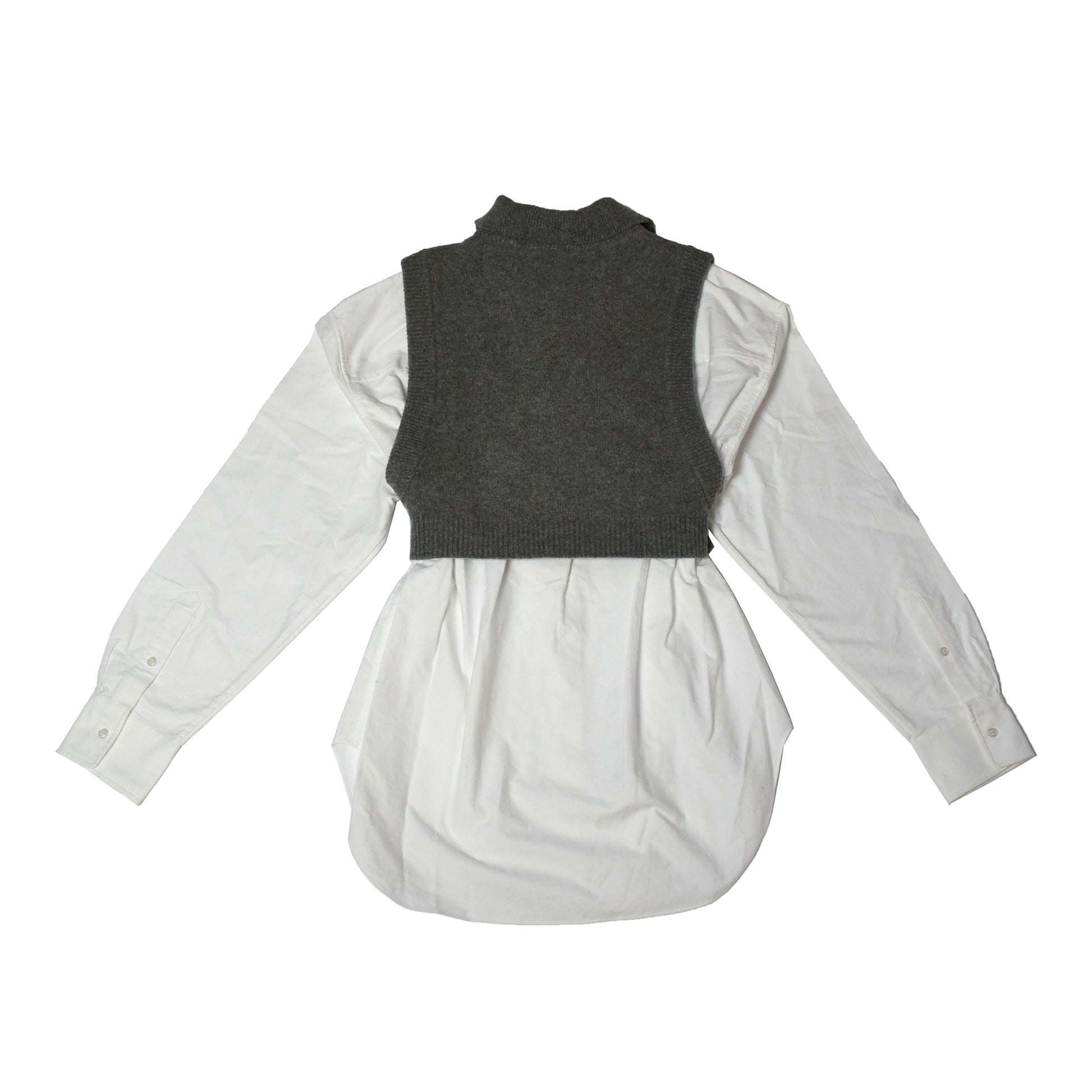 Alexander Wang Bi-Layer Merino Wool Blend Vested Oxford Shirt - NOBLEMARS