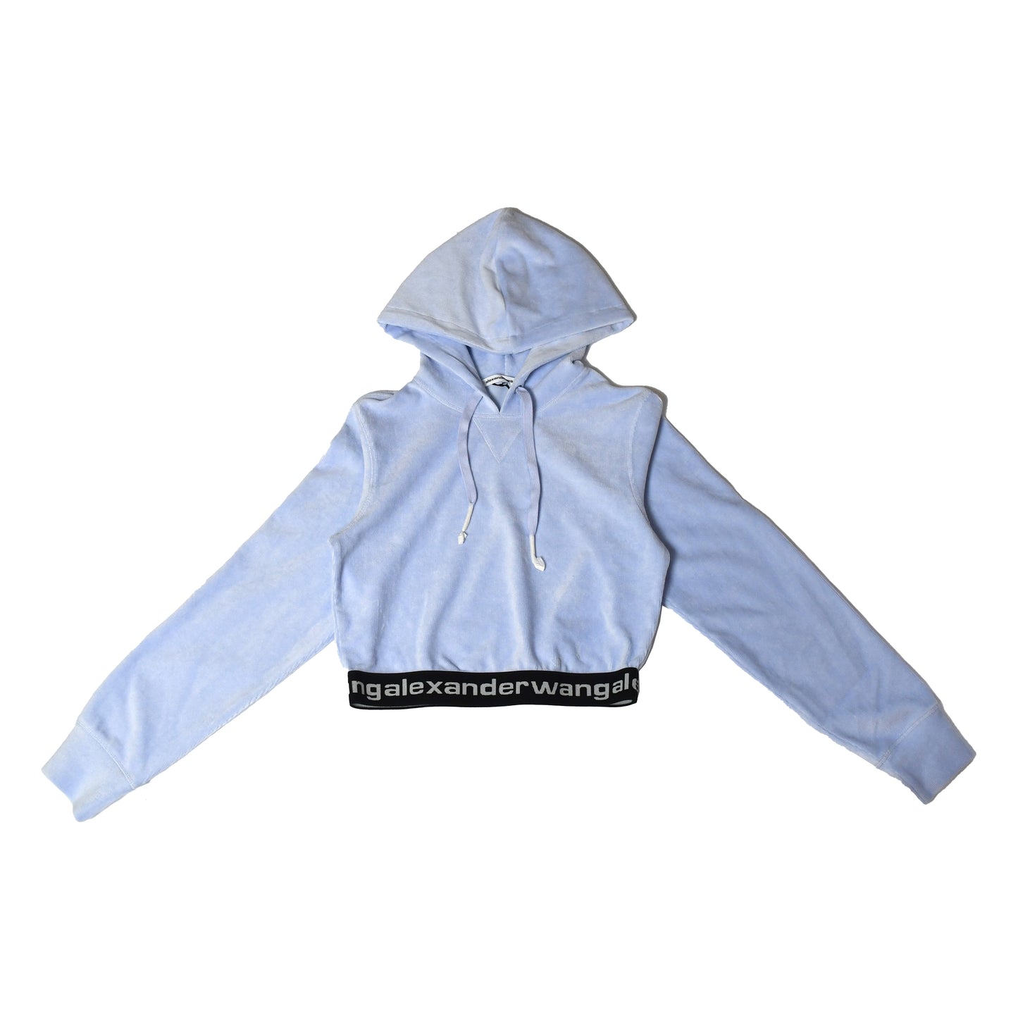 Alexander Wang Logo Waitband Cropped Hoodie Blue - NOBLEMARS