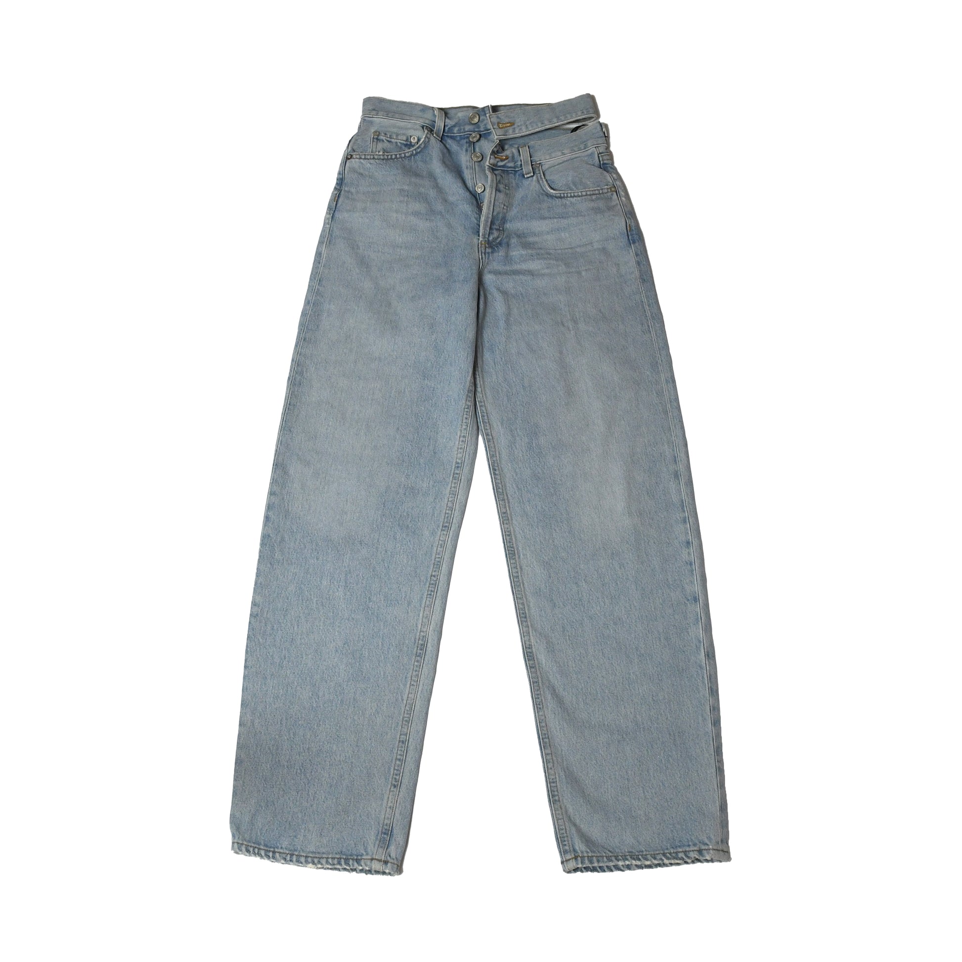 Agolde Broken Waistband Jeans Light Blue - NOBLEMARS