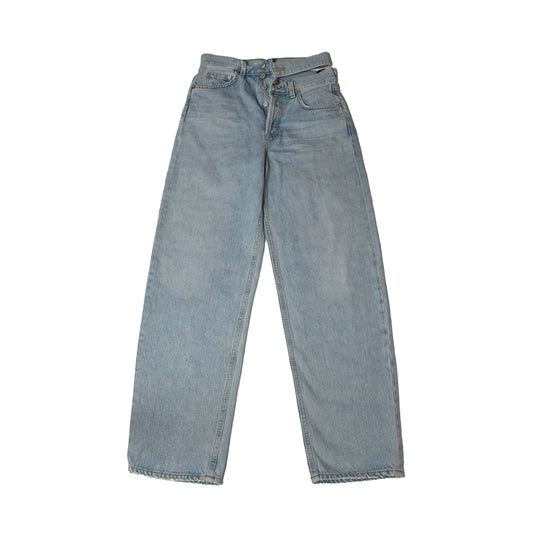 Agolde Broken Waistband Jeans Light Blue - NOBLEMARS