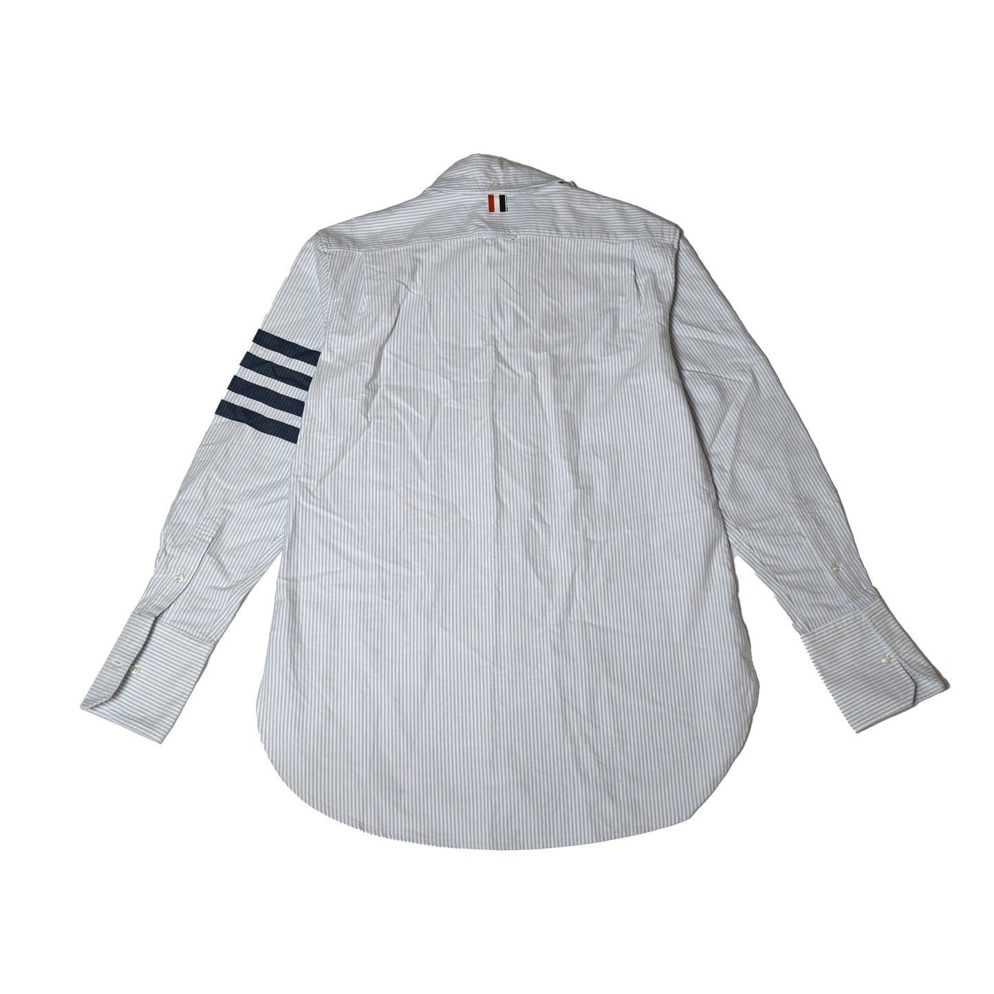 Thom Browne 4 Bar Striped Cotton Jacquard Shirt Blue White - NOBLEMARS