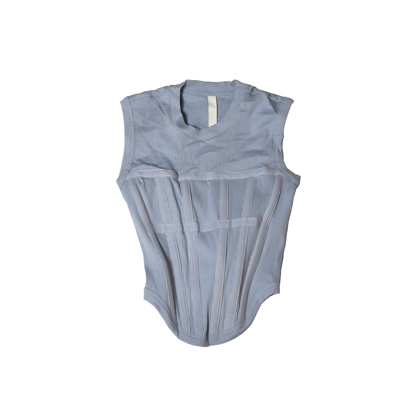 Dion Lee Jersey Rib Cropped Tank Corset Tank Top Blue - NOBLEMARS