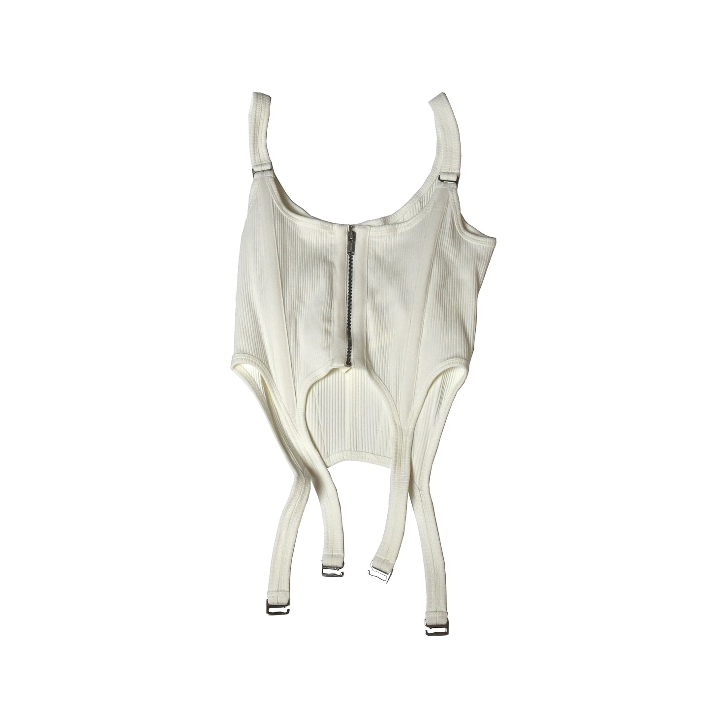 Dion Lee Combat Grosgrain Trimmed Ribbed Stretch Jersey Tank Ivory - NOBLEMARS