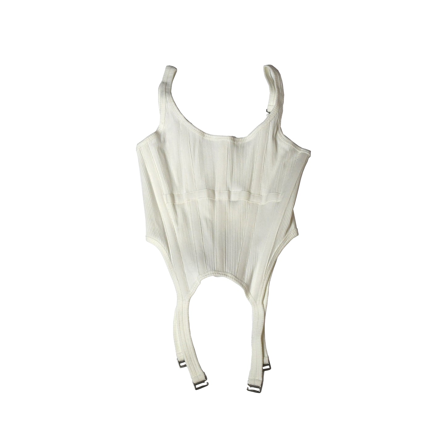 Dion Lee Combat Grosgrain Trimmed Ribbed Stretch Jersey Tank Ivory - NOBLEMARS