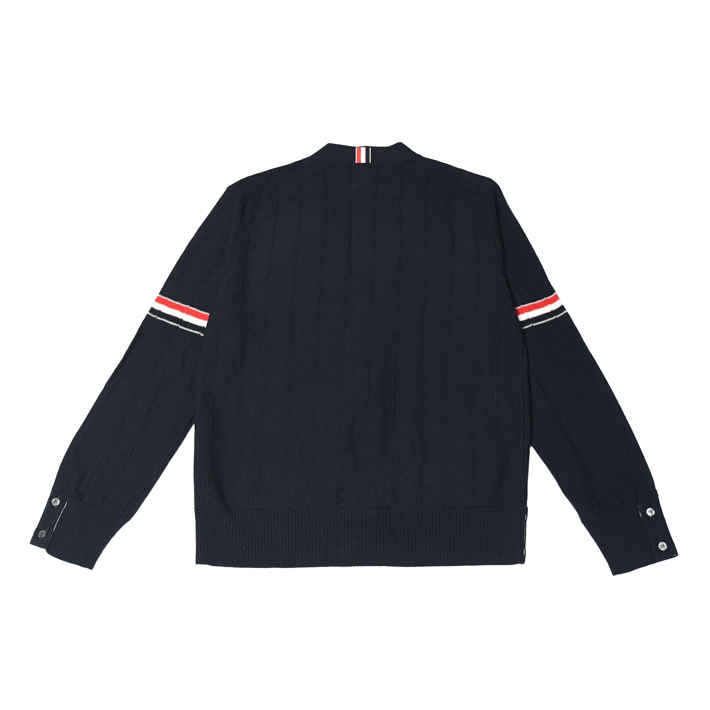 Thom Browne RWB Stripe V Neck Armband Cardigan Blue - NOBLEMARS