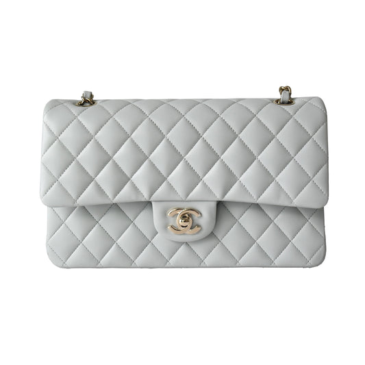 Chanel Caviar Quilted Double Flap Light Grey - NOBLEMARS