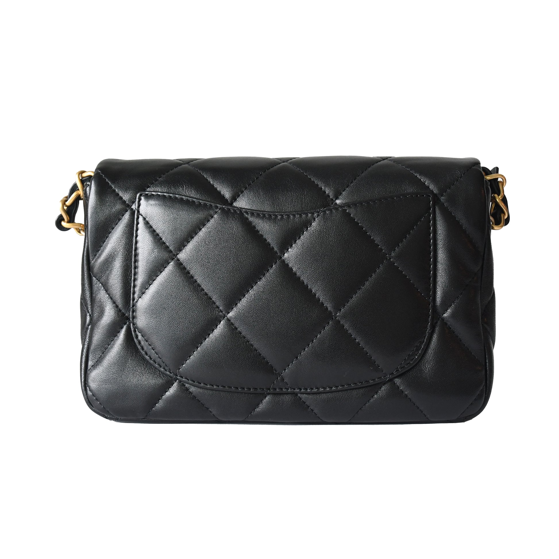 Chanel Lambskin Quilted Coco Love CC Heart Flap Bag Black - NOBLEMARS