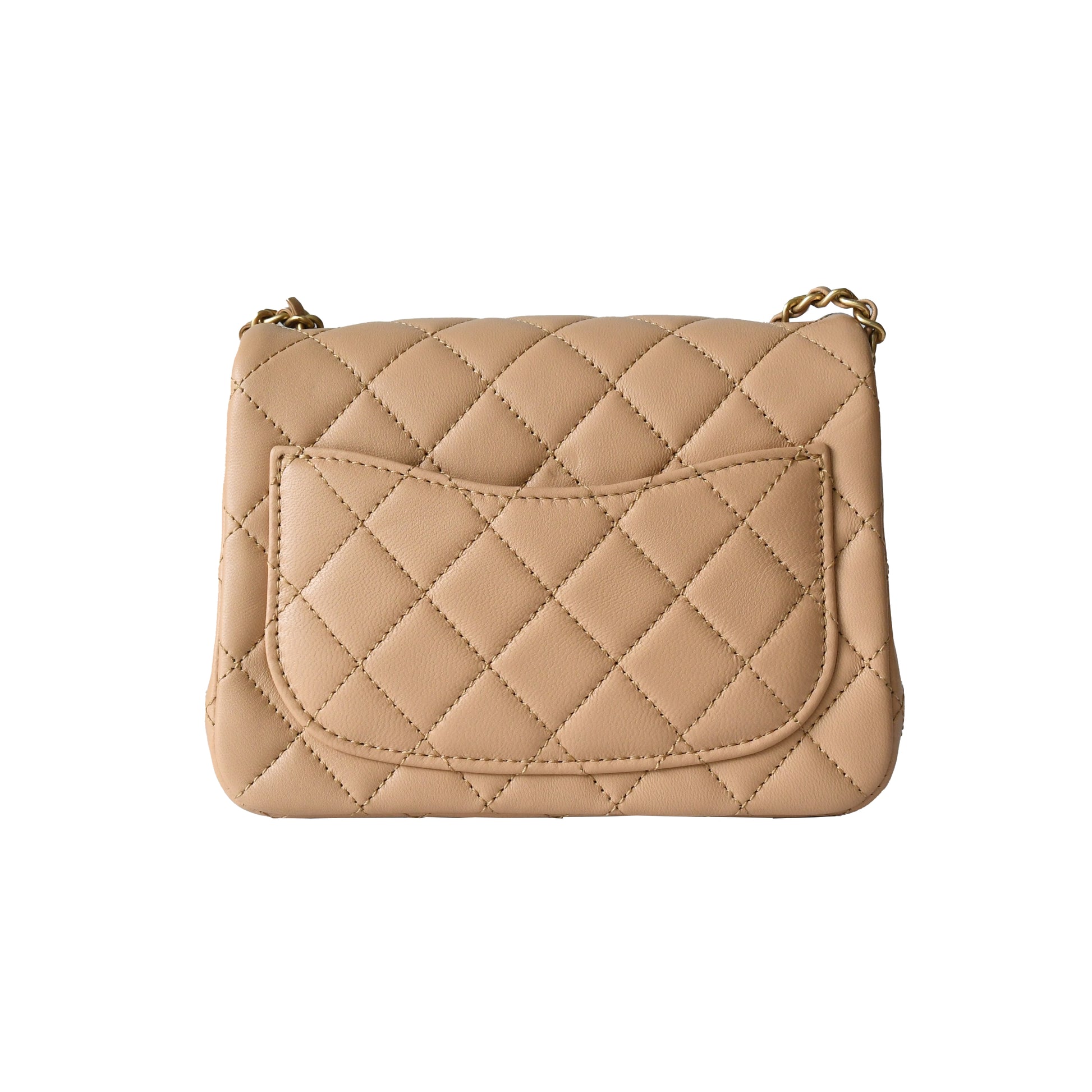 Chanel Lambskin Quilted Flap Bag Gold Hardware Tan - NOBLEMARS