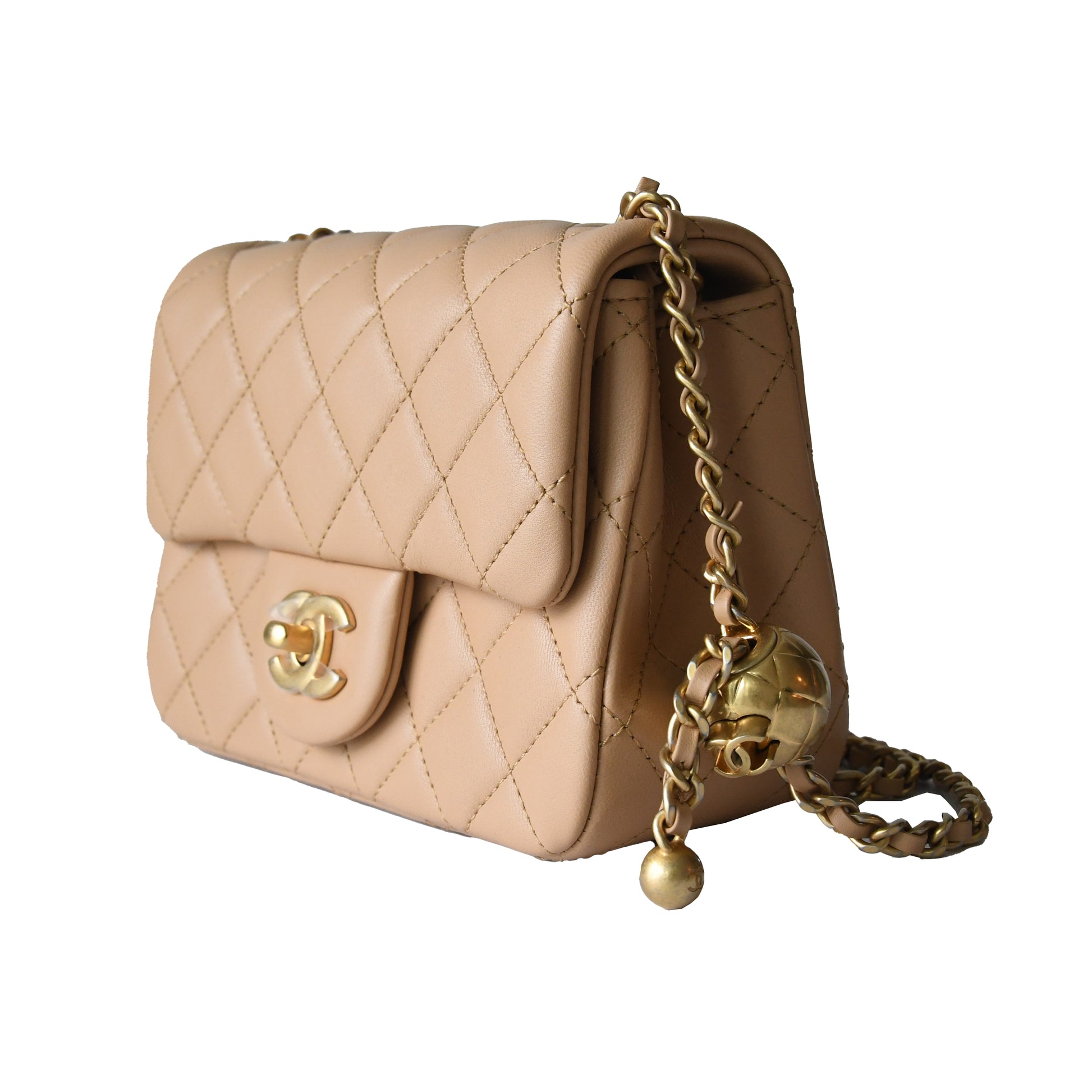 Chanel Lambskin Quilted Flap Bag Gold Hardware Tan - NOBLEMARS