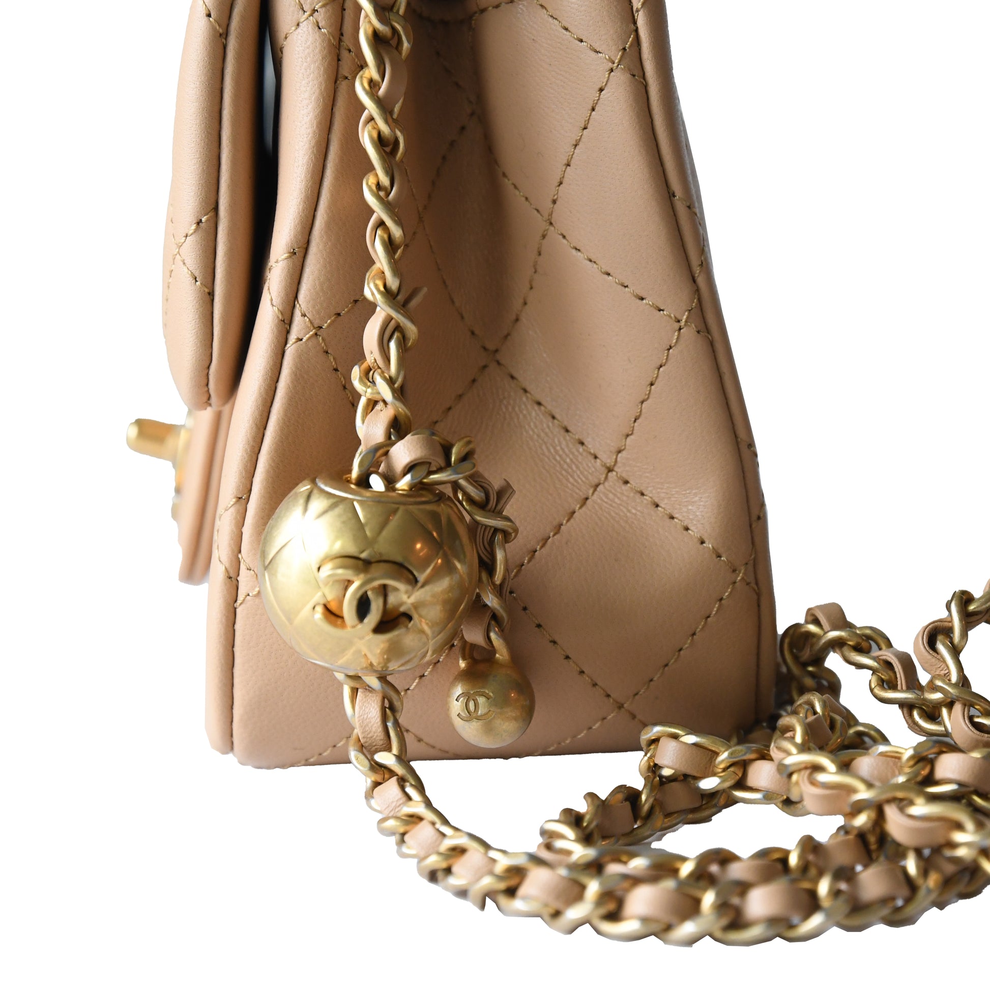 Chanel Lambskin Quilted Flap Bag Gold Hardware Tan - NOBLEMARS