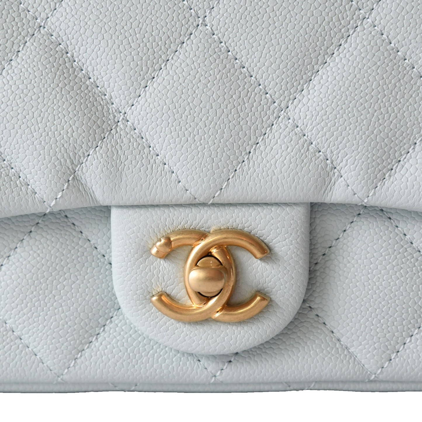 Chanel Caviar Quilted Mini 24P Sweetheart Flap Bag Gold Hardware Light Blue - NOBLEMARS