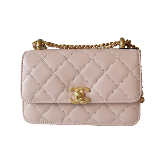 Chanel Calfskin Quilted Mini Perfect Fit Flap Gold Hardware Light Pink - NOBLEMARS