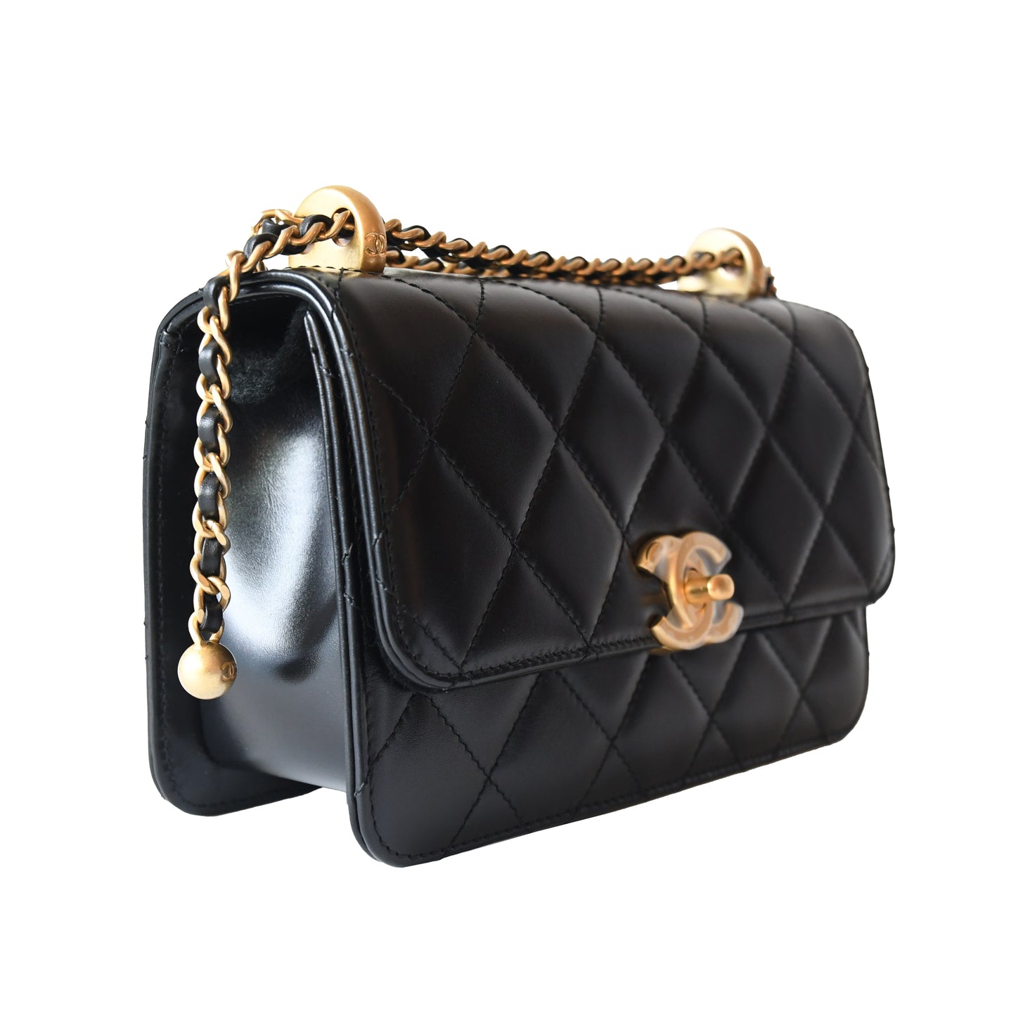 Chanel Calfskin Quilted Mini Perfect Fit Flap Gold Hardware Black - NOBLEMARS
